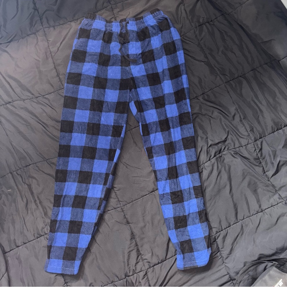 Blue and Black Plaid Pajama Pants